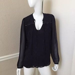 TINY Brand Navy Blue Embroidered Peasant Blouse M